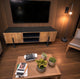 Meuble TV MOLENA 2 portes 2 étagères 140x40 H68cm