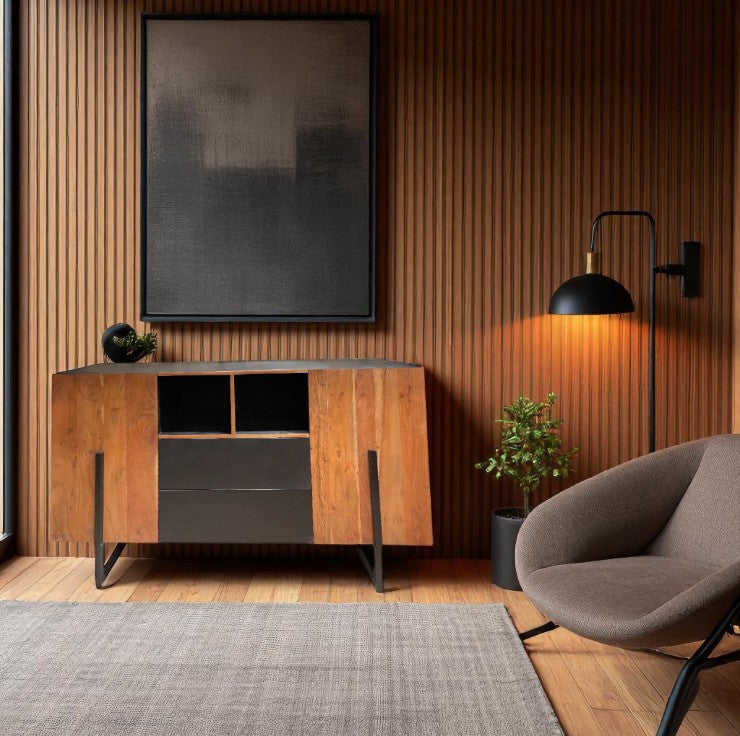 Bahut MOLENA 2 portes 2 tiroirs 145x40xH90 cm