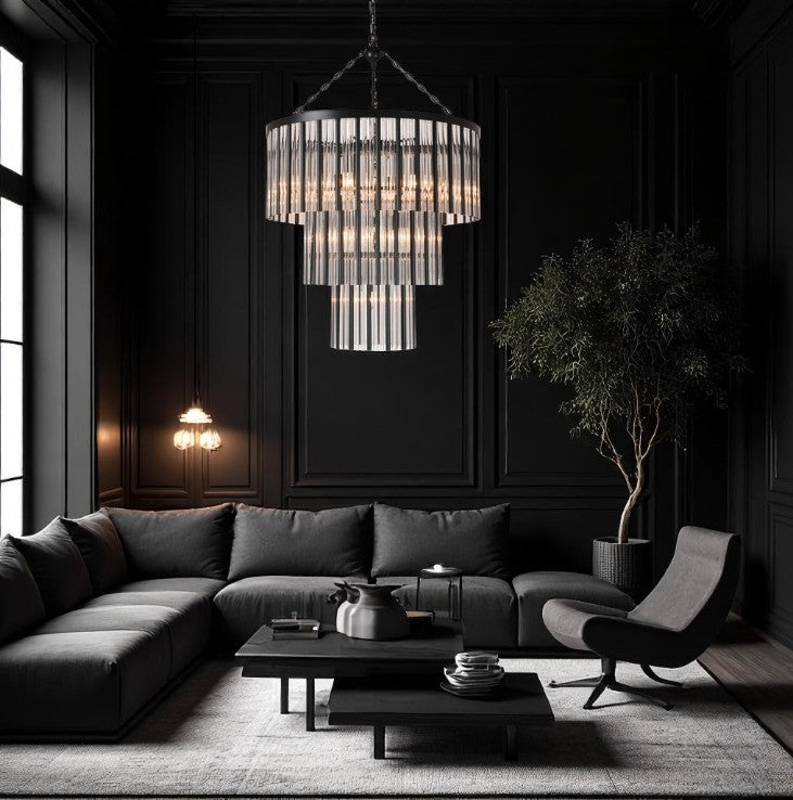 Lustre RIVOLI triple NOIR D76H115