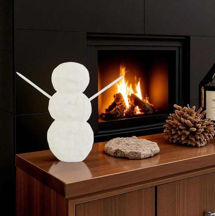 Figurine BONHOMME DE NEIGE Bois Blanc 32x10xH32 cm