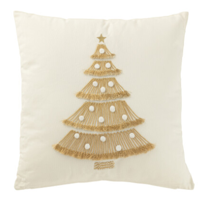 COUSSIN SAPIN FRANGE+POMPOM 45x45 cm