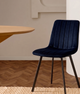 Chaise THER Velours Bleu/Noir 45x50xH87cm