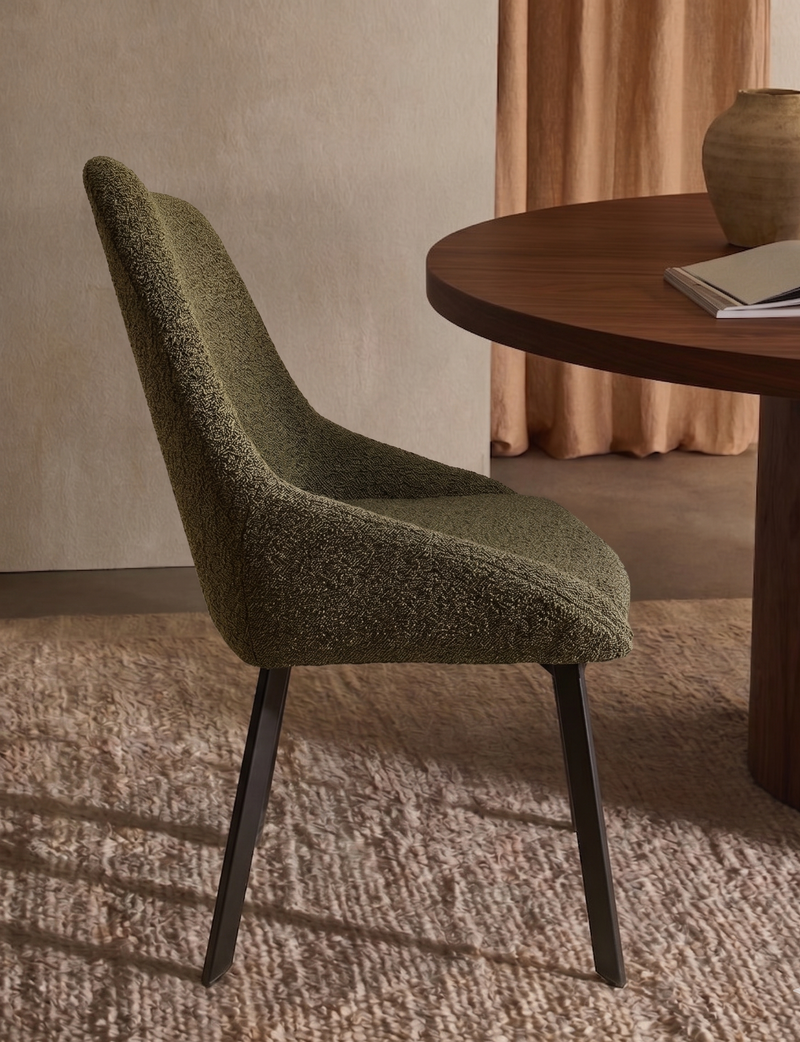 Chaise MARIZAN Tissu Bouclette Kaki 50x50xH86cm