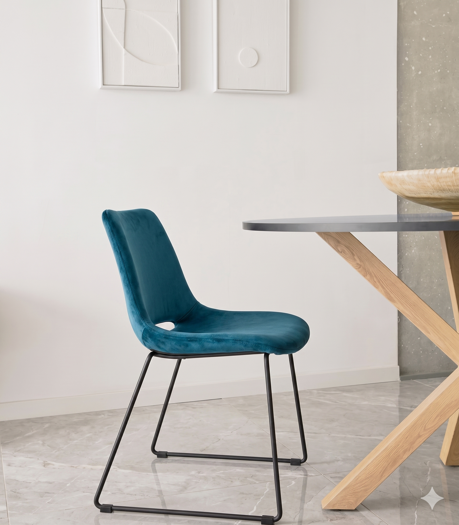 Chaise BUBBLE Velours Canard 48x52xH87cm