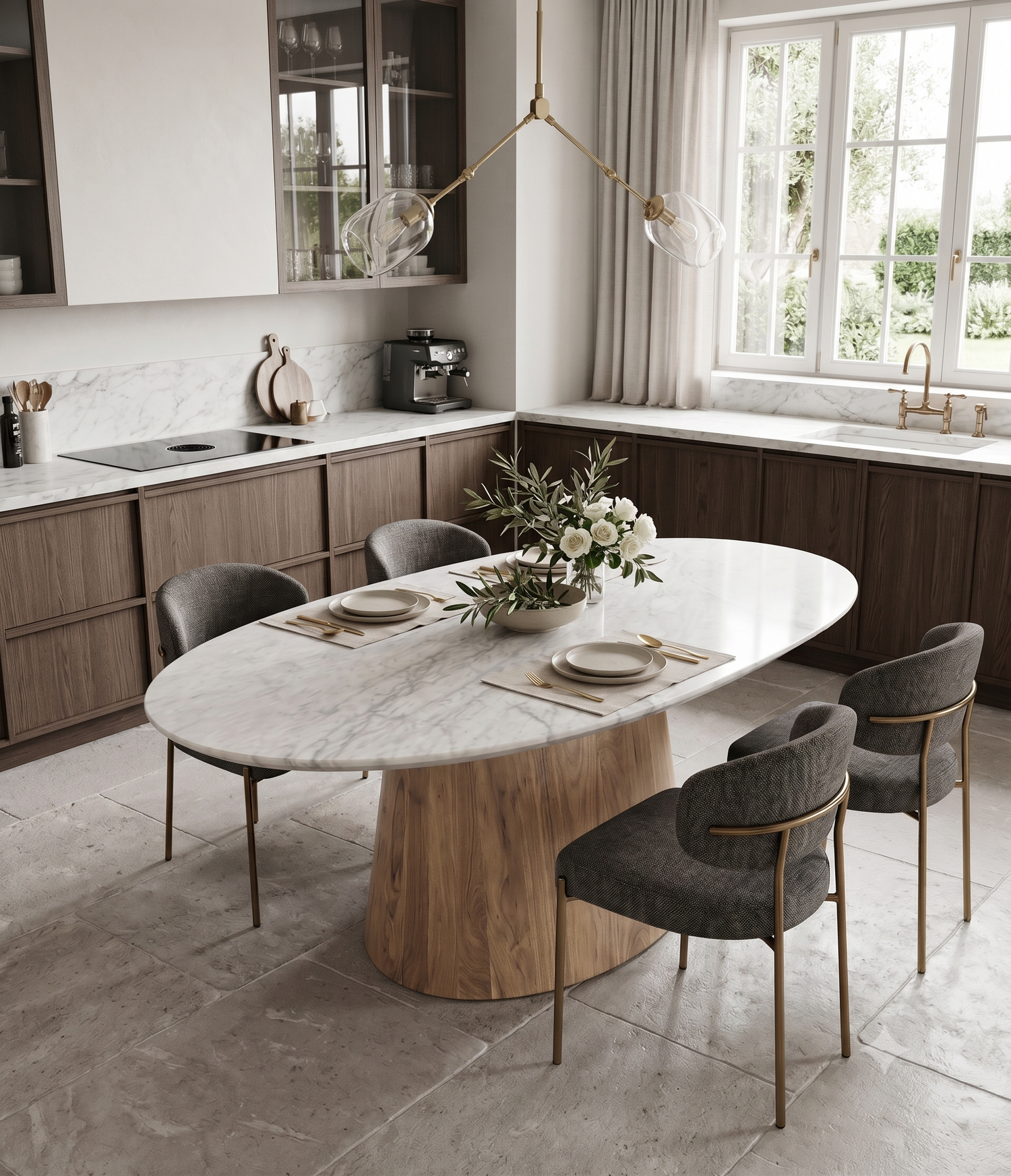 Table Repas Ovale BERROTY marbre 180x100h76cm