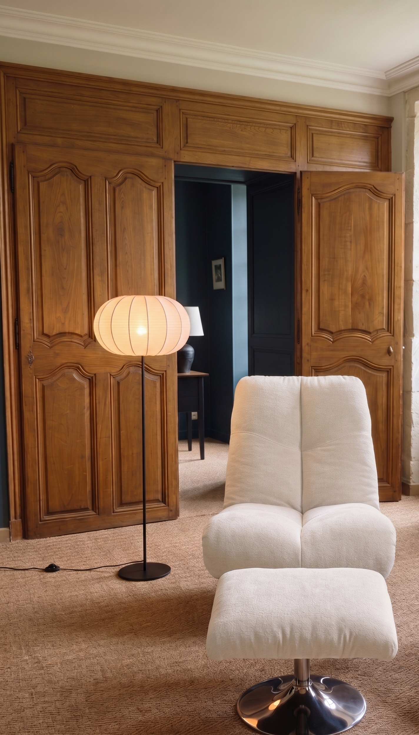 Fauteuil Relax + Repose Pieds BOTON Craie 93x72xH93 cm
