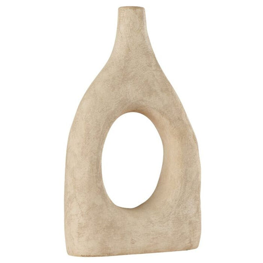 Vase en terre cuite coloris argile ajouré 27,5x11xH46 cm