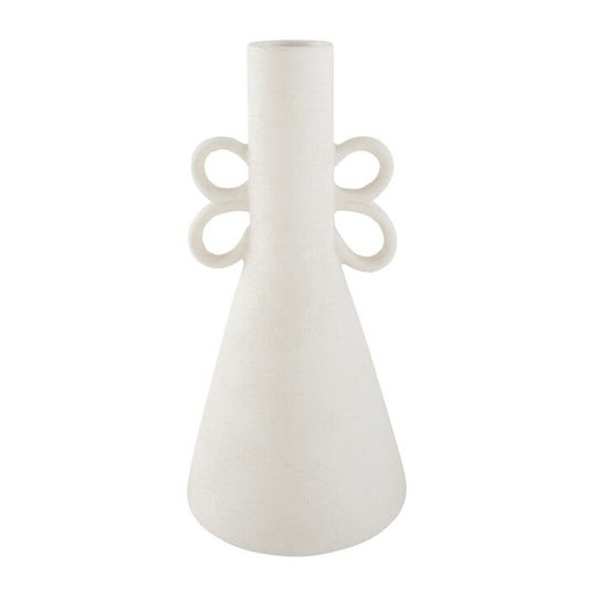 Vase en terre cuite blanche 4 anses Ø23xH46,5 cm