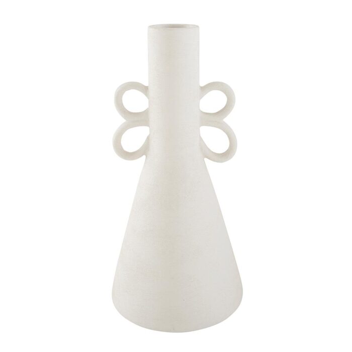 Vase en terre cuite blanche 4 anses Ø23xH46,5 cm