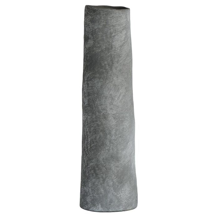 Vase cylindrique haut en grès anthracite Ø13,7xH48,5cm