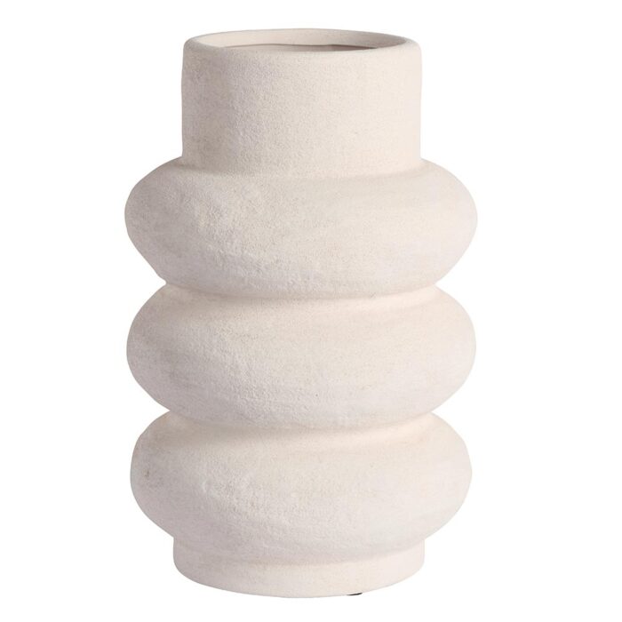 Vase en grès coloris sable cylindrique 3 boudins Ø19xH30 cm