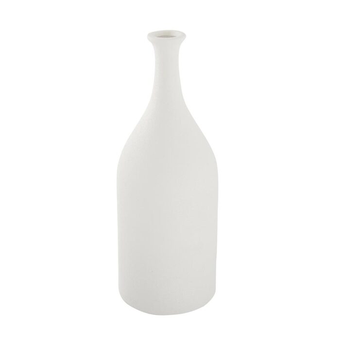 Vase soliflore blanc en terre cuite forme bouteille Ø12x32cm