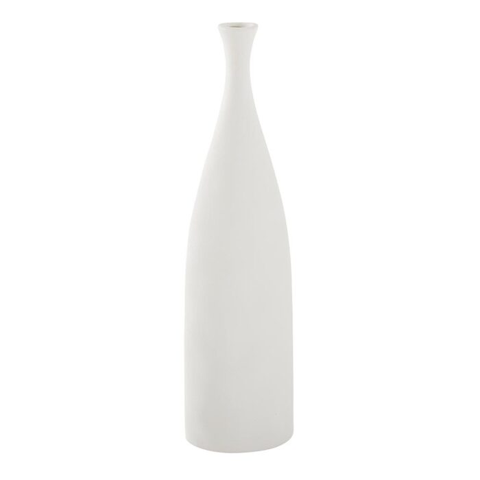 Vase soliflore blanc en terre cuite forme bouteille 10x6.3xH39cm