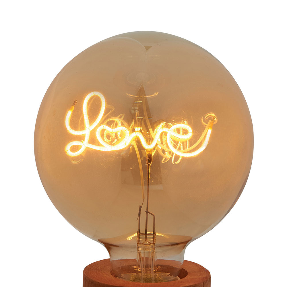 Ampoule LED VINTAGE  love  décorative  coloris ambré E27 4W  220w-240V 50Hz  2000K  160 lm (non dimmable) ø12.5 x H17.5 cm\nverre \nDiam.. : 9.5. Haut. : 15.6. Volume : 0.00 M³
