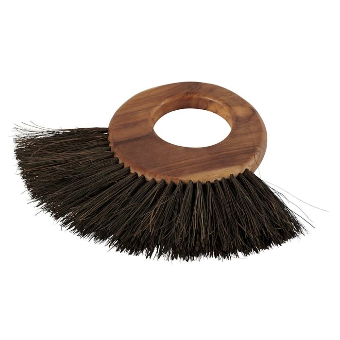 Brosse anneau en teck avec poil noir en fibre de palmier 22x2 cm