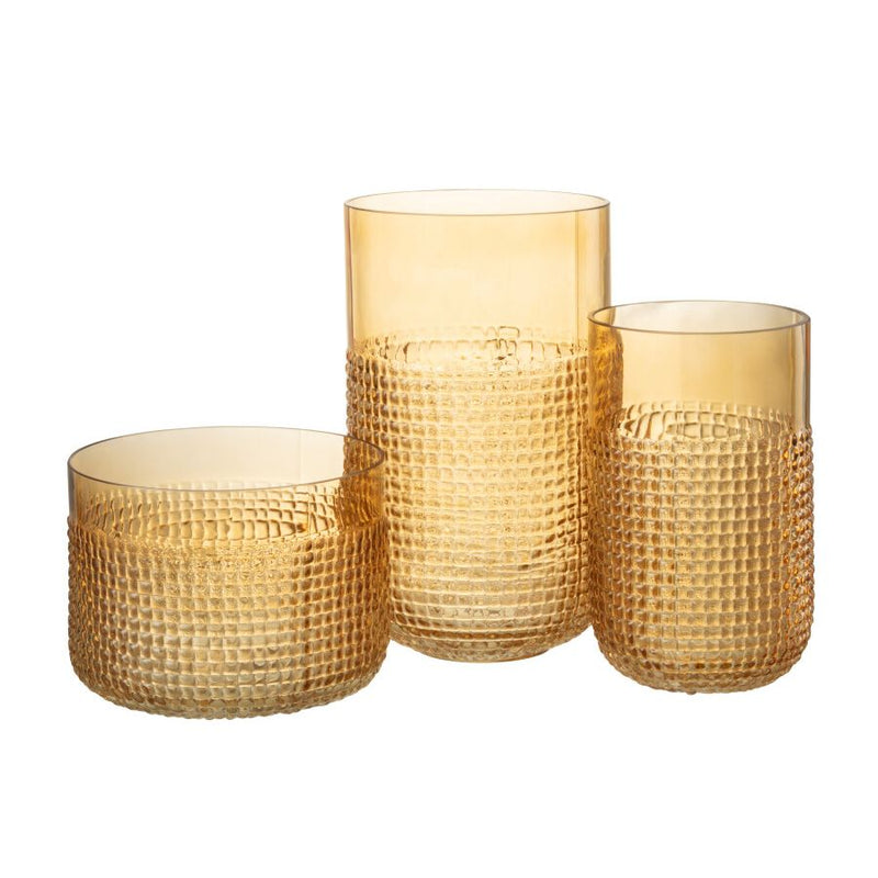 VASE MOTIF VERRE ORANGE 15x15x25.5cm