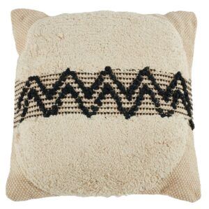 Coussin en coton bande motif brodés noirs 40x40 cm