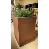 Jardinière Carrée Métal Rouillé 40x40xH60cm