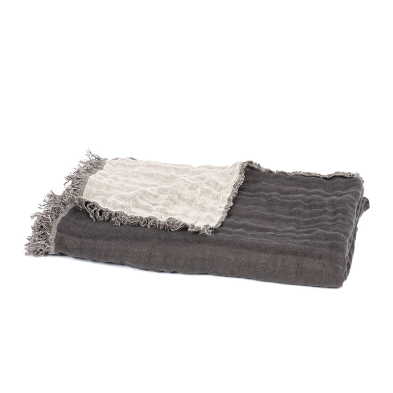 Plaid BAYA Charbon/Naturel 135x200cm