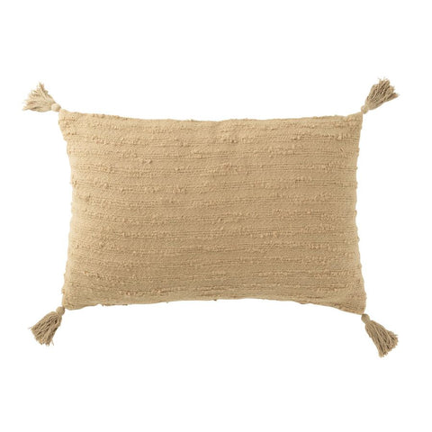 COUSSIN RECTANGLE FLOCHE COTON BEIGE FONCE 60x40x12cm