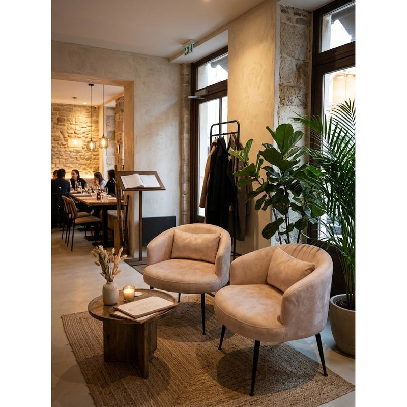 Fauteuil GUSTAVE velours Sable 72x73xH66cm