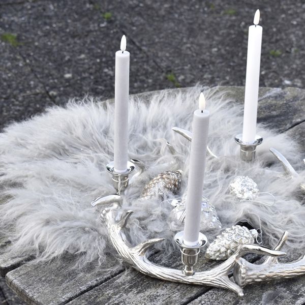 4 bougies LED, blanc+télécommande , H. 24,5cm