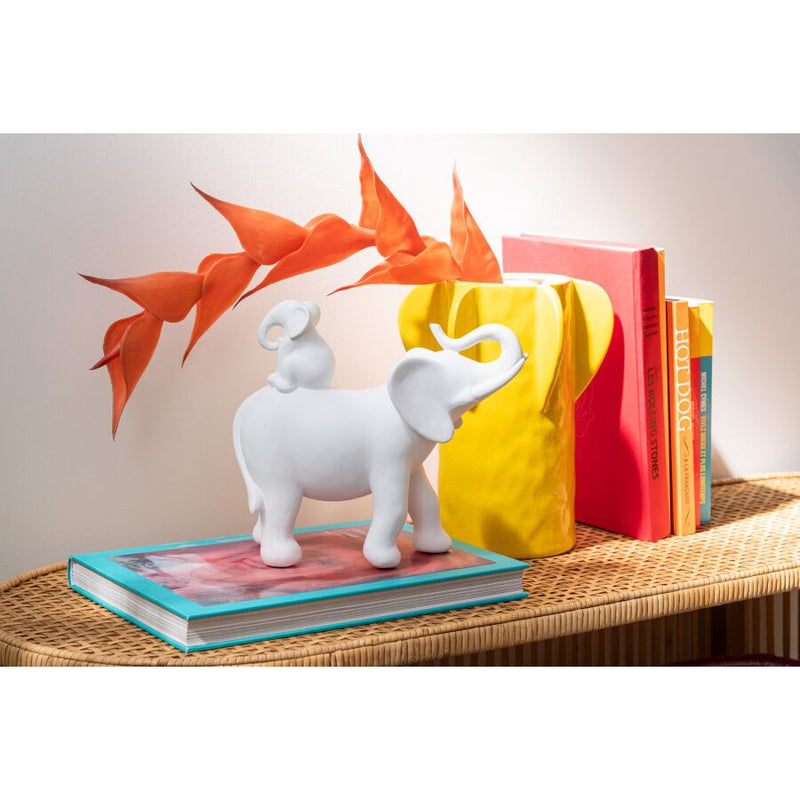 ELEPHANT PORTANT BEBE BLANC 26.5x11x23.5cm