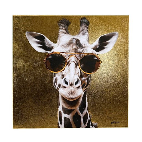 Painting Golden Giraffe Peint à la main 80x80 cm