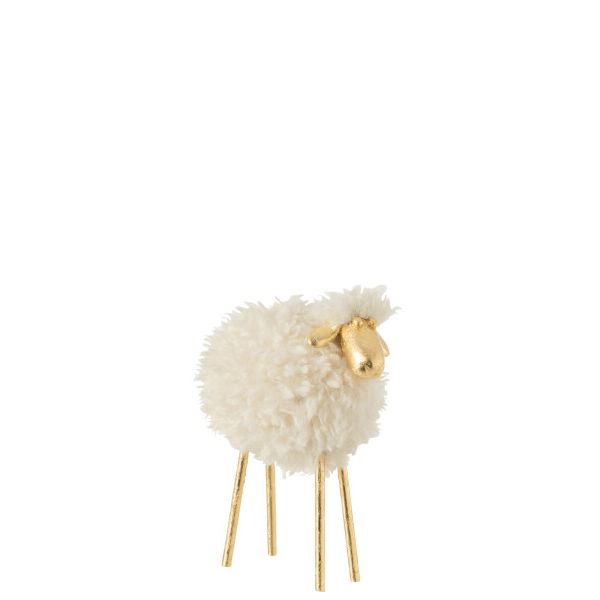 MOUTON METAL BLANC OR S 18x13x25cm