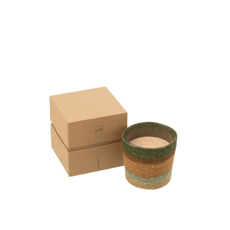 BOUGIE PARFUMEE BEIGE/BLEU 12x12x11.5cm