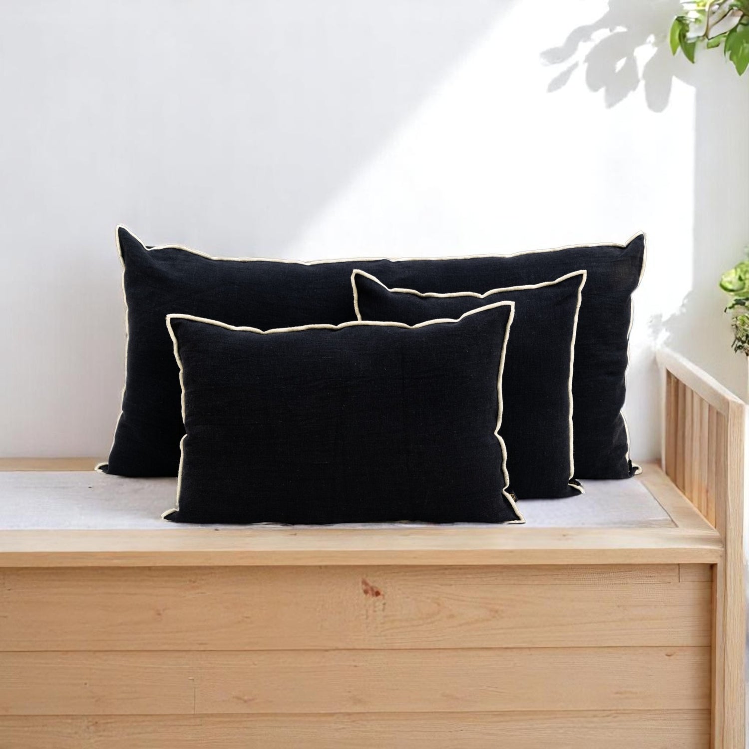 Housse de coussin CHENNAI NOIR 45X45cm