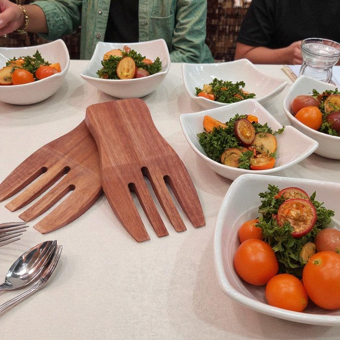 Set de 2 fourchettes salade en acacia 18x9,5 cm contact alimentaire