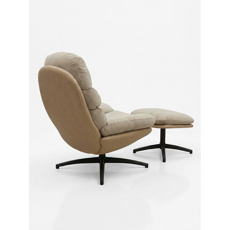 Fauteuil Relax + Repose Pieds RIALTO Beige Ø80xH105cm