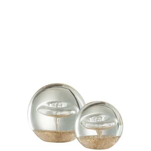 PRESSE-PAP CERCLE OR VERRE M Ø10.5xH10.5 cm