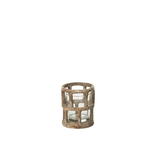 PHOTOPHORE ANTIQUE VERRE 10x10x12cm