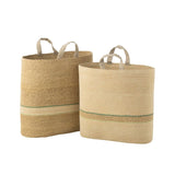 PANIER RAYURE NATUREL/VERT PM