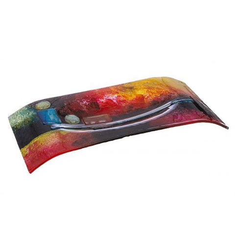 Bol rectangulaire en verre multicolore 27x58cm