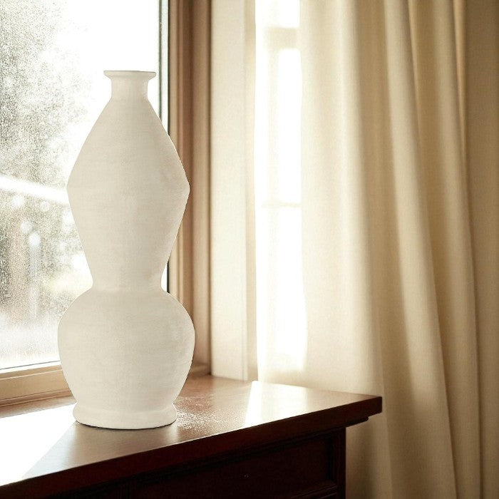 Vase en terre cuite coloris ivoire Ø23xH59 cm