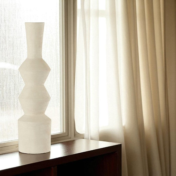 Vase en terre cuite coloris ivoire Ø15,3xH59 cm