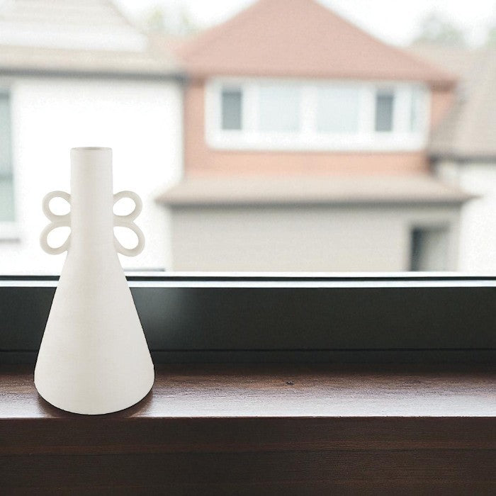 Vase en terre cuite blanche 4 anses Ø23xH46,5 cm