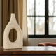 Vase en terre cuite coloris argile ajouré 27,5x11xH46 cm