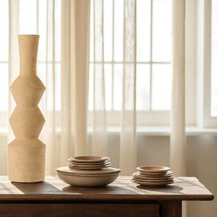 Vase en terre cuite coloris argile Ø15,3xH59 cm