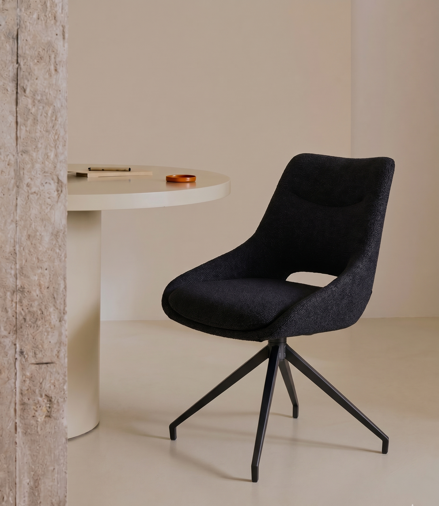 Chaise STORY Black bouclette 52x60xH85.5cm