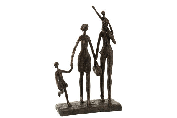 FAMILLE EN PROMENADE RESINE MARRON 22x11xH38.5 cm