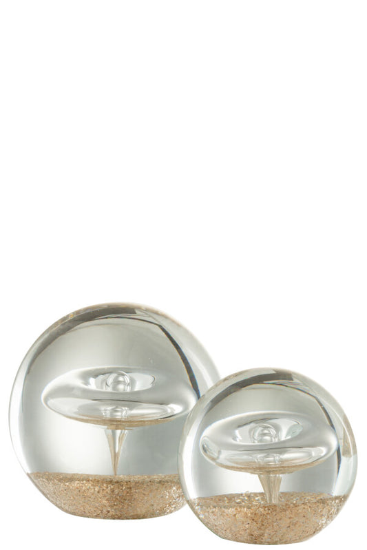 PRESSE-PAP CERCLE OR VERRE S Ø7.5x7.5 cm