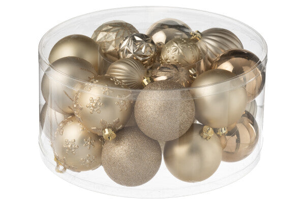 30 Boules de Noël en Plastique Beige/Écru Ø31x16 cm