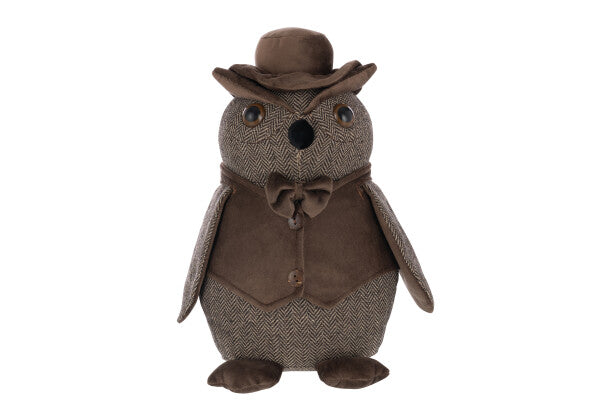 CALE-PORTE HIBOU MARRON Ø20xH30 cm