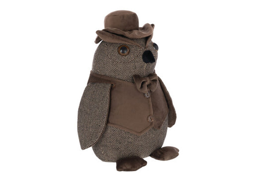 CALE-PORTE HIBOU MARRON Ø20xH30 cm