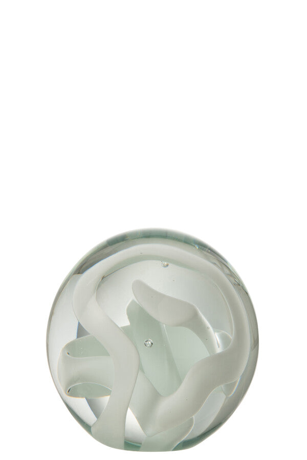 PRESSE-PAP EN VERRE BLANC M Ø10xH10 cm