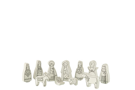 CRECHE 11PCS BLANC/NOIR  5x2xH9 cm